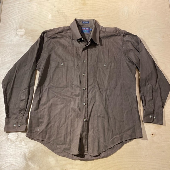 Members Only Dark Brown Casual Button Down Shirt Large (GA) - Picture 5 of 9